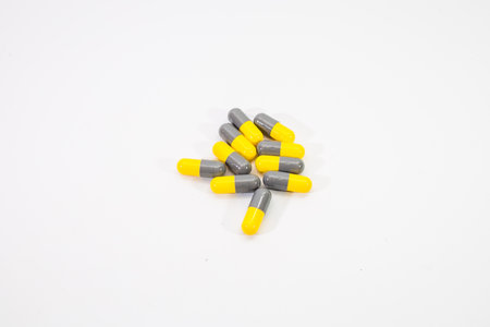 pill capsules on white backgroundの写真素材