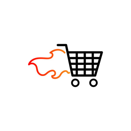 shopping cart flame vector design template illustrationのイラスト素材