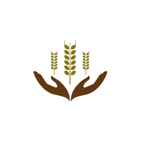 Illustration for hand wheat vector design template illustration - Royalty Free Image