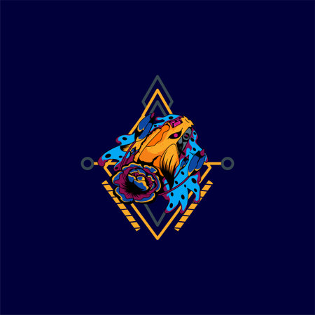 Mecha carp with sacred geometric shapes, suitable for the design of tshirts, posters, cellphone casings etc.のイラスト素材