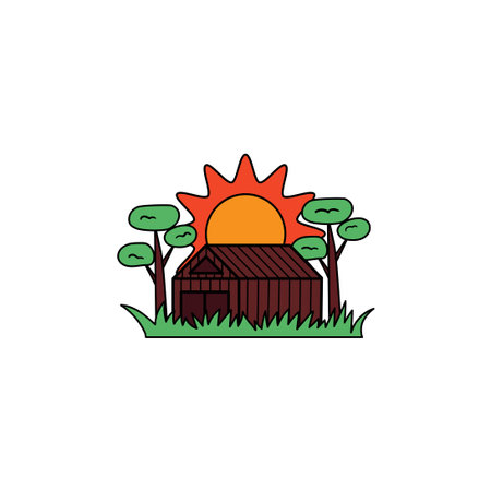 farm house icon logo vector design template illustrationのイラスト素材