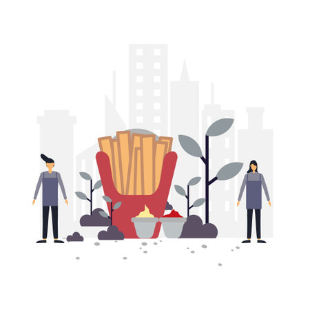 French fries flat illustration.Vector design.Suitable for landing page, ui, website, mobile app,...
