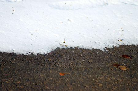 snow and asphaltの写真素材