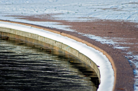 snow and open waterの写真素材