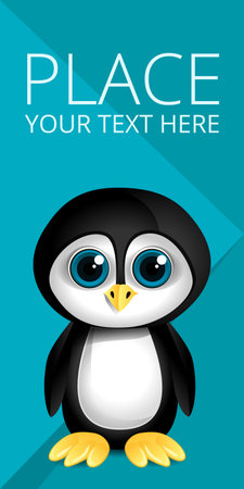 Cartoon penguin on envelope background.のイラスト素材