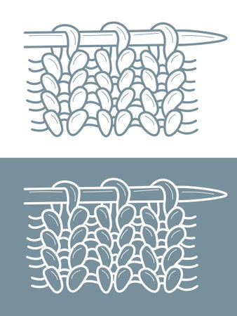 Knitting and needlework illustration. Face loops icon with needle.のイラスト素材