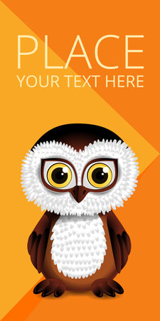 Cartoon owl on envelope background.のイラスト素材