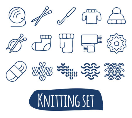 Knitting and needlework icon setのイラスト素材