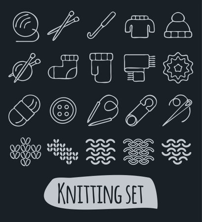 Knitting and needlework icon setのイラスト素材