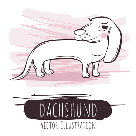 Ironic linear dachshundのイラスト素材