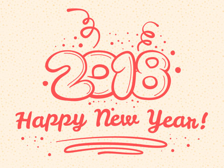 Postacard concept with new year wishing on light noisy background. Vector illustration.のイラスト素材