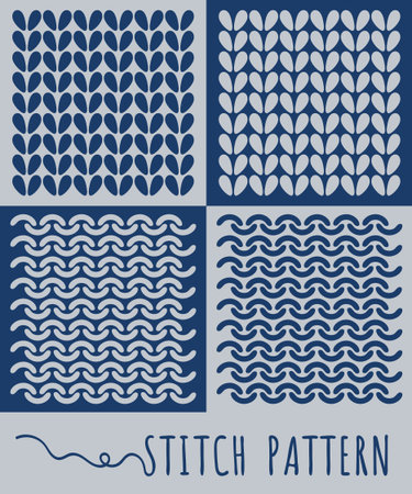 Knitting stitch pattern setのイラスト素材
