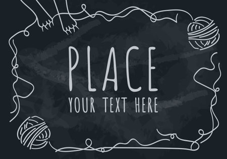 Knitting and needlework banner on blackboardのイラスト素材