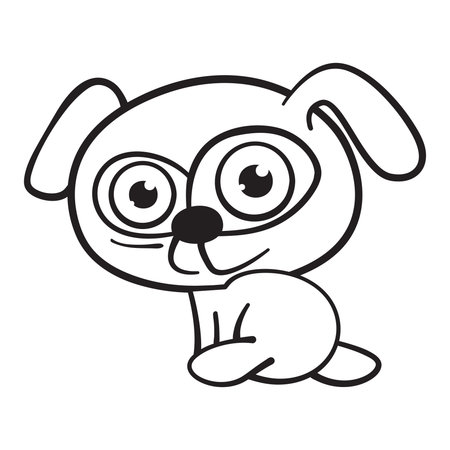 Cartoon linear dog on white background. Vector illustration.のイラスト素材