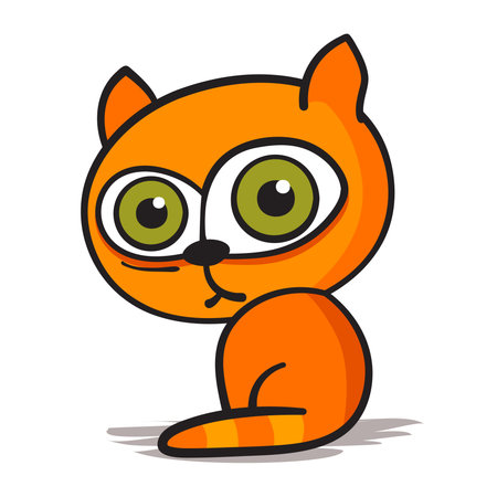 Cartoon kitten on white background. Vector illustration.のイラスト素材