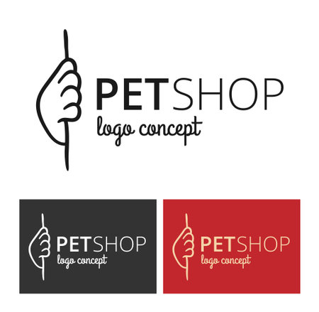 Vector logo design template for pet shops or veterinary clinics - mono line pet paw for websites and prints.のイラスト素材