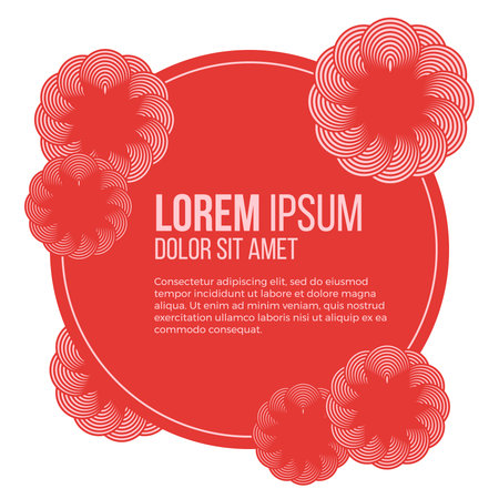 Floral red postcard on white background. Vector Illustration.の写真素材