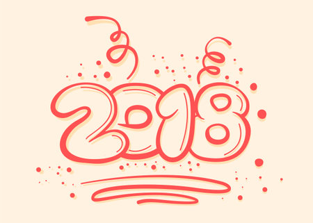 Postacard concept with new year digits on light yellow background. Vector illustration.のイラスト素材