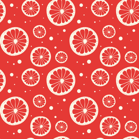Abstract natural seamless color pattern with citrus in section. Vector illustration.の写真素材