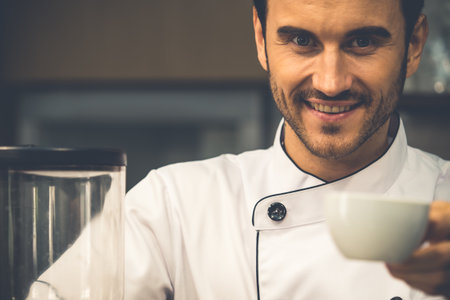 Coffee barista making coffeeの写真素材