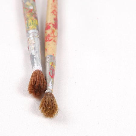 Old and dirty paint brushの写真素材