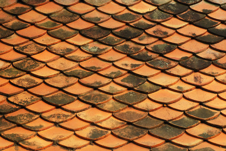old grunge temple roof tile in Thai style