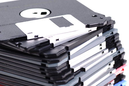 stack of diskette isolated on white closeed-upの写真素材