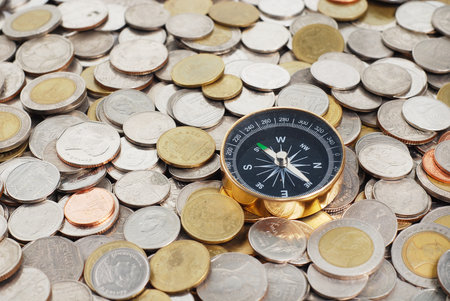 compass on money backgroundの写真素材