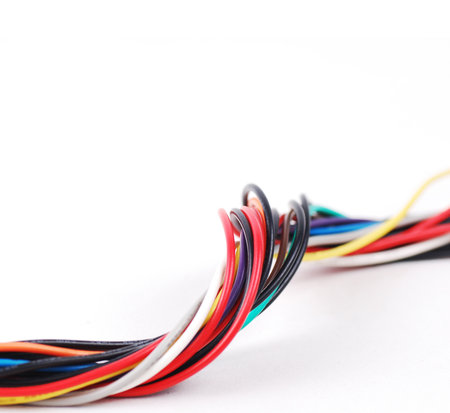 electric wires isolated on white background