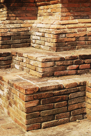 Old brick stair for stupaの写真素材