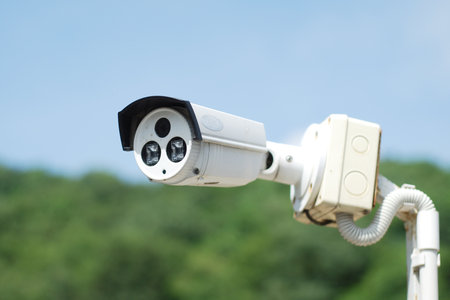 security camera with  mountain background