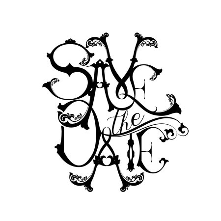 Save the Date Vintage Templates. Wedding phrase. typography vintage Style. - Vectorのイラスト素材
