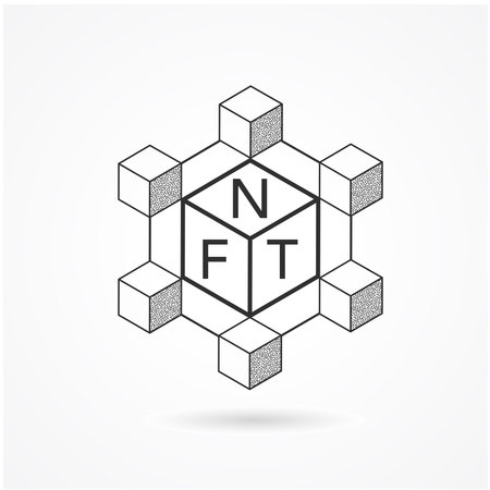 NFT Blockchain Line Icon. Concept of NFT (non fungible token) vector.のイラスト素材