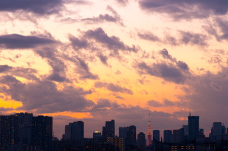 Tokyo landscape night view,tokyo(prefectures),tourism of japanのeditorial素材