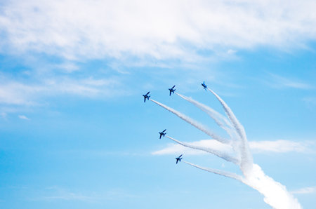 Blue Impulse at Iruma base,Saitama,tourism of japanの写真素材