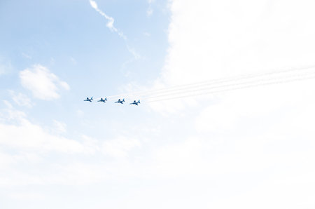 Blue Impulse at Iruma base,Saitama,tourism of japanの写真素材