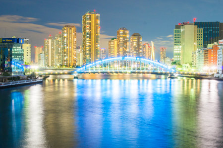 Eitaibashi-bridge and buildings,tokyo,tourism of japanのeditorial素材