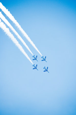 Blue Impulse at Iruma base,Saitama,tourism of japanの写真素材