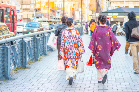 Kimono,the traditional Japanese national costumeのeditorial素材