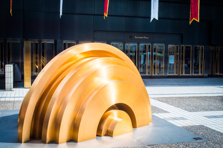 gold object at suntory music hall,tokyo,japanのeditorial素材
