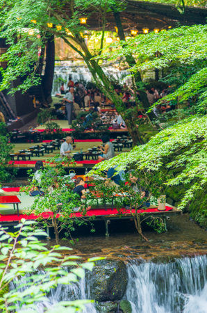 riverbed cuisine,kibune,kyoto,japanの写真素材