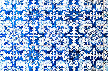 blue tile of macau town scene,china