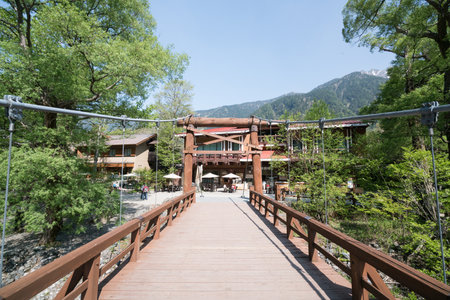 Kappa bridge at Kamikochi,nagano,japanのeditorial素材