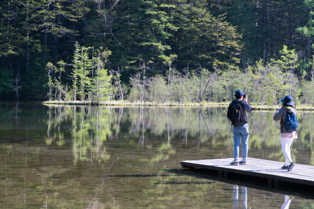 Myojin pond at Kamikochi,nagano,japanのeditorial素材
