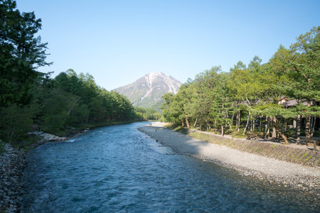 Yake-dake mt. at Kamikochi,nagano,japanの写真素材