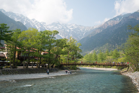 Spring Kamikochi,nagano,tourism of japanのeditorial素材
