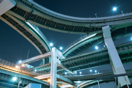 Hokkou junction night scene,Osaka,Japanのeditorial素材