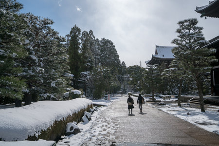 Tofukuji temple snow scene,Kyoto,tourism of Japanのeditorial素材
