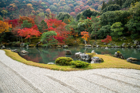 Tenryuji temple autumn scene,Kyoto,tourism of Japanのeditorial素材