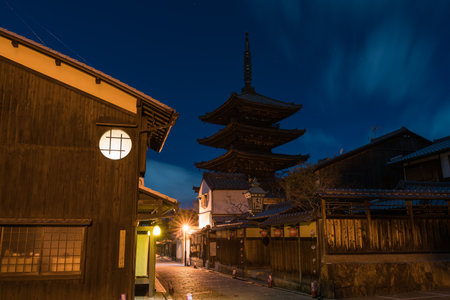 Tower of Yasaka night time,Kyoto,tourism of japanのeditorial素材